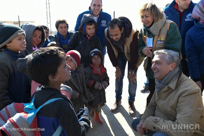 Filippo Grandi visita a desplazado en Alepo