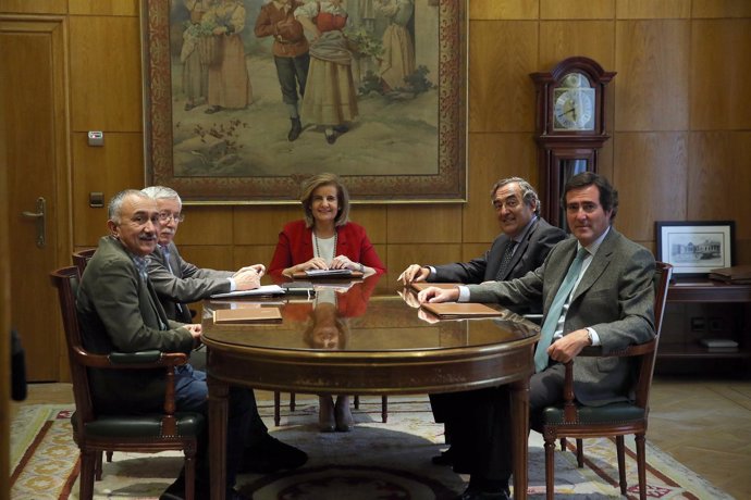 Álvarez, Toxo, Báñez, Rosell y Garamendi