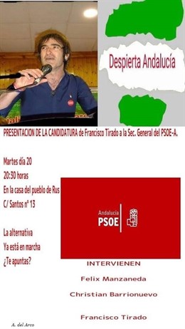 Cartel anunciando la presentación de Francisco Tirado