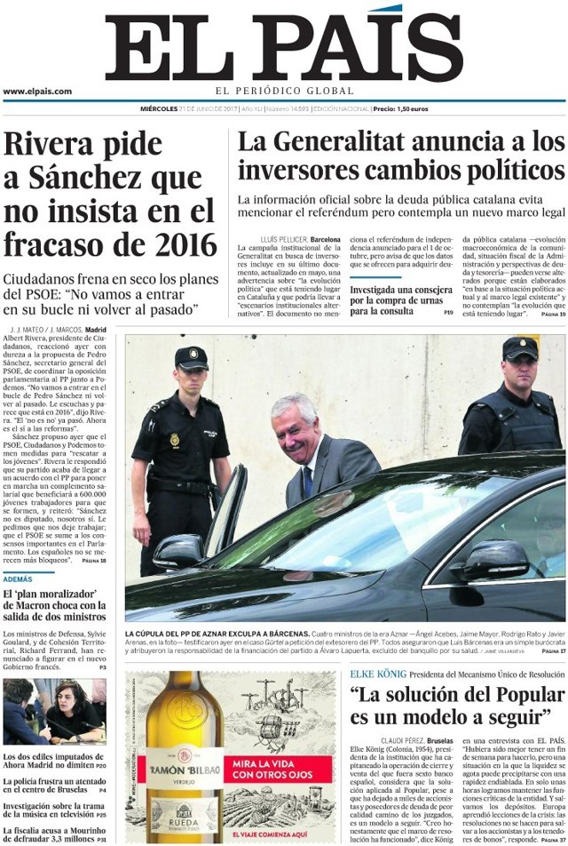 Portada de El País