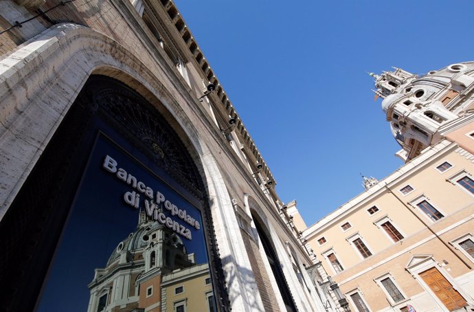 FILE PHOTO: A Banca Popolare di Vicenza sign is seen in Rome, Italy, March 29, 2
