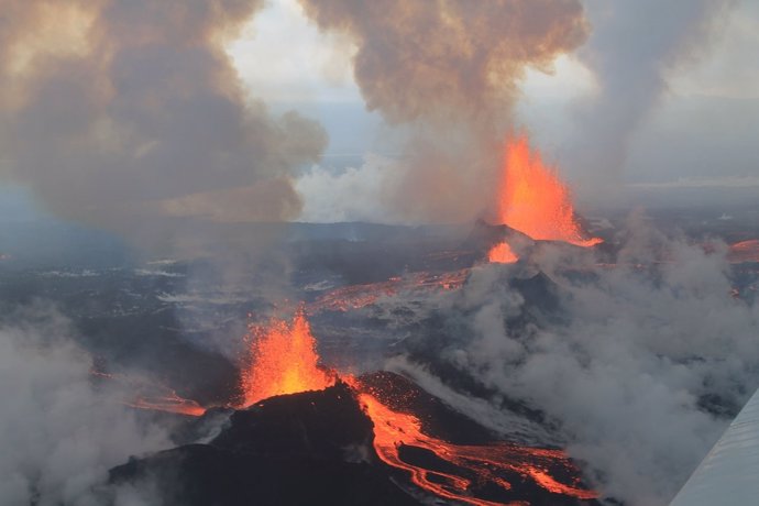 Erupción en Holuhraun en septiembre de 2014