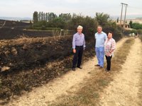 Controlados los tres incendios declarados en Galar, Arazuri y Artajona