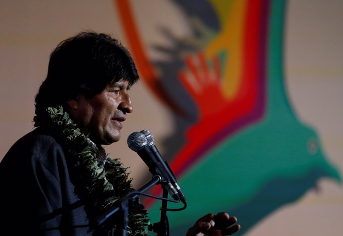 Bolivia's President Evo Morales speaks during the closing ceremony of World Peop