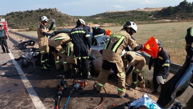 Accidente de tráfico en la A-221 entre Caspe y Maella.