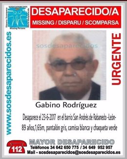 León.- Cartel por la desaparición de Gabino Rodríguez