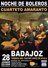 El cuarteto Amaranto ofrecerá este miércoles una 'Noche de boleros' en la terraza del Teatro López de Ayala de Badajoz