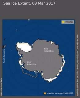 Extensión de hielo marino en la Antártida