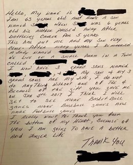Carta de agradecimiento a un hombre que donó un riñón a un desconocido