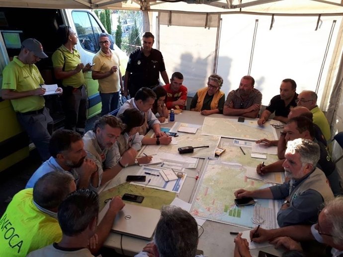 Reunión de coordinación del incendio de Moguer (Huelva). 
