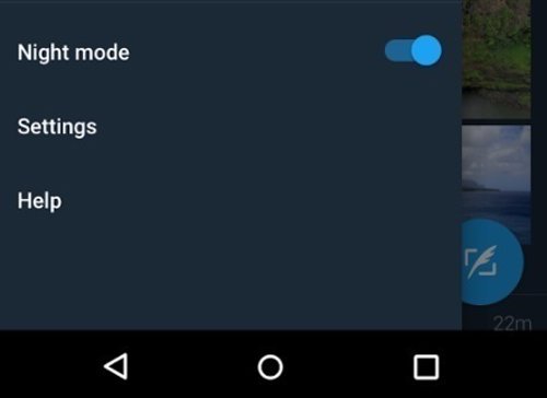 Modo nocturno en ajustes