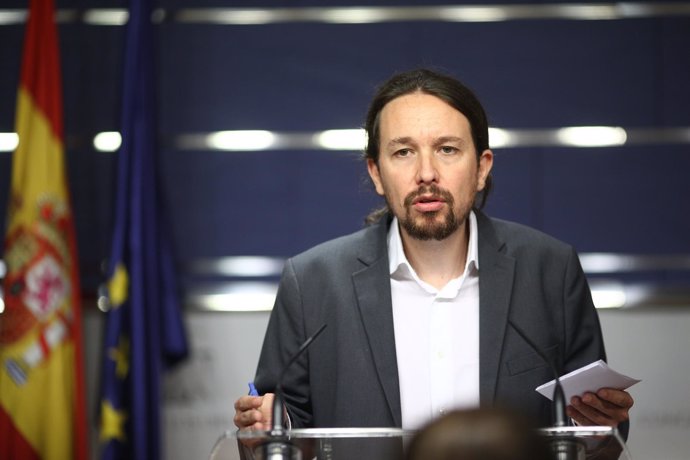 Rueda de prensa de Pablo Iglesias tras reunirse con Pedro Sánchez