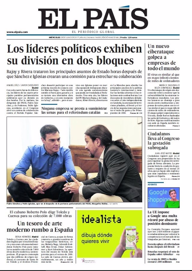 Las portadas de los periódicos de hoy, miércoles 28 de