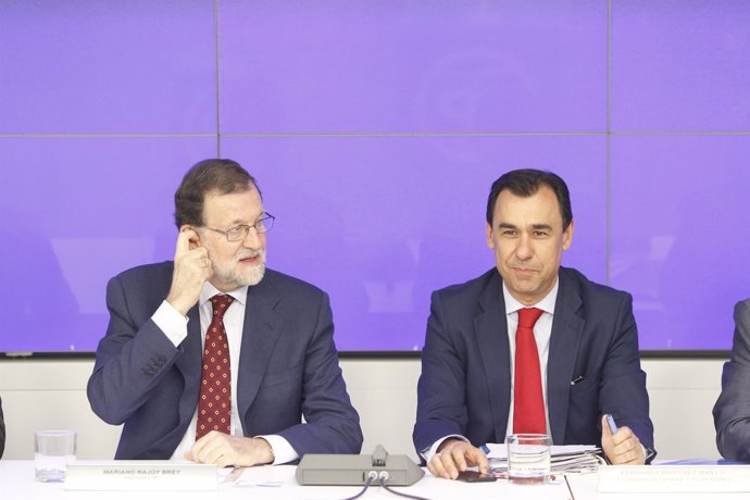 Fernando Martínez Maillo y Rajoy en la reunión del Comité Ejecutivo del PP