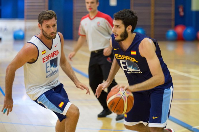 Rudy Fernández, Alex Abrines, entrenamiento Selección Española de Baloncesto 