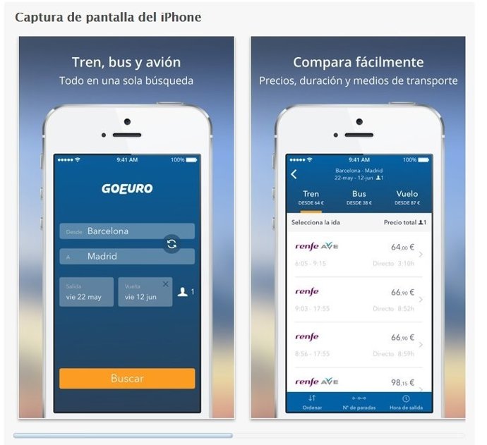 Nueva 'app' de GoEuro