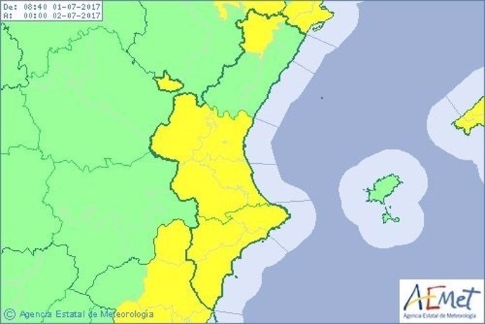 Riesgo activo por lluvias en Valencia y Alicante