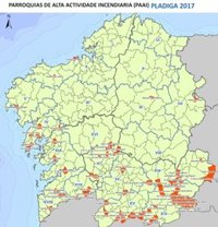 Ocho parroquias gallegas acumulan más de 600 incendios forestales en el último lustro