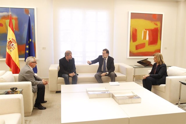 Rajoy, Fátima Báñez, Unai Sordo y Toxo en la Moncloa