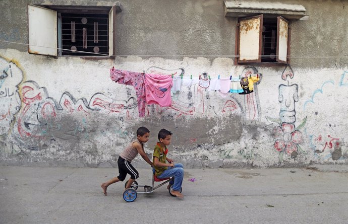 Niños jugando en la Franja de Gaza