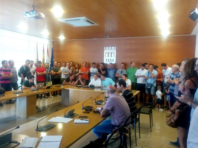 Imagen de la multitudinaria rueda de prensa de los policías locales