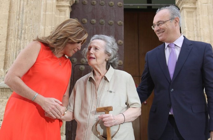 Susana Díaz, María Angeles Infante y Juan Pablo Durán, este miércoles