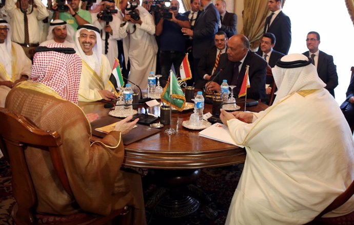 Ministros de Exteriores de Arabia Saudí, Egipto, Emiratos y Bahréin