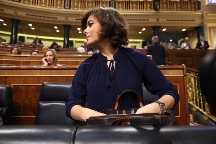 Soraya Sáenz de Santamaría en el debate de la moción de censura contra Rajoy