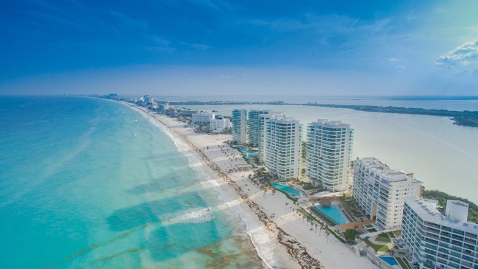 Cancun Strand Luftbild