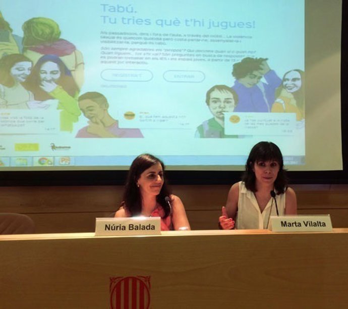 N.Balada i M.Vilalta en la presentació de l'exposició interactiva 'Tabú'