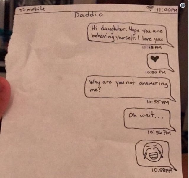 Un padre desliza esta nota imitando un mensaje a su hija castigada sin móvil