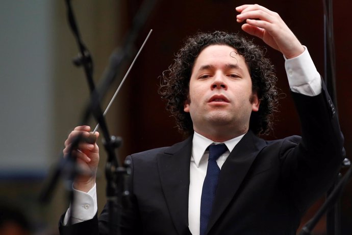 FILE PHOTO: Venezuela's classical music superstar Gustavo Dudamel conducts a con