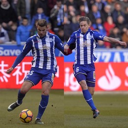 Theo Hernández y Marcos Llorente con el Deportivo Alavés