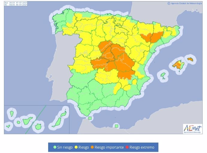 Provincias en riesgo para el 7 de julio 