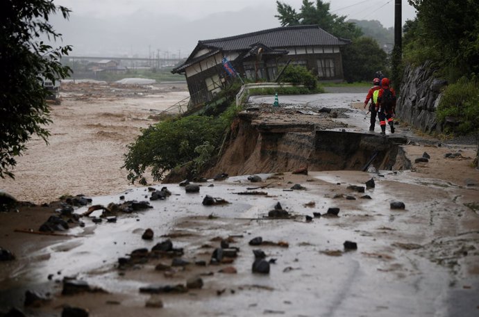 Áreas afectadas por las lluvias torrenciales, Japón