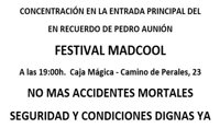 Los sindicatos de música convocan una concentración en recuerdo del acróbata fallecido en el Mad Cool Festival