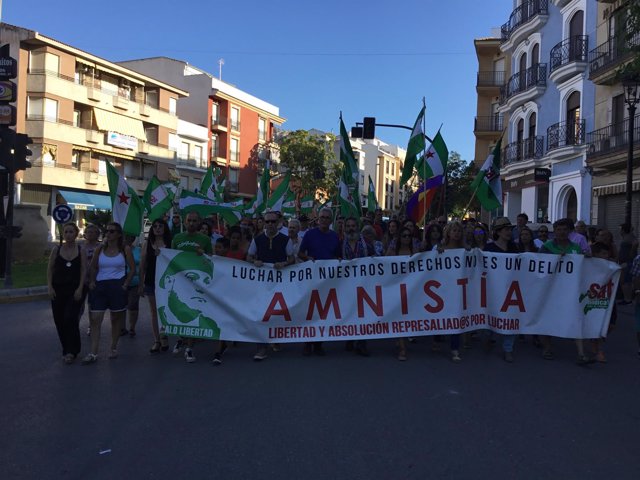 Manifestación de recibimiento a Andrés Bódalo en Jódar (Jaén)