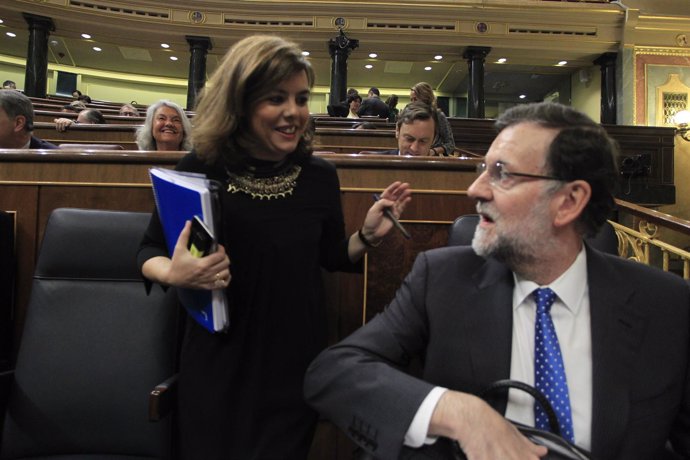 Mariano Rajoy y Soraya Sáenz Santamaría en el Congreso