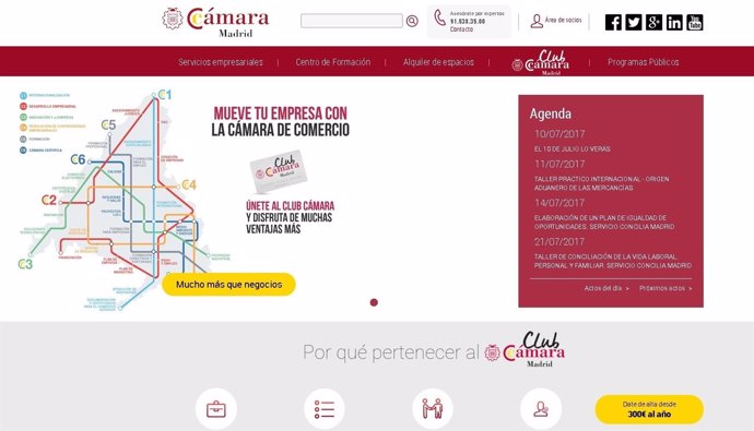 Web de la Cámara de Comercio