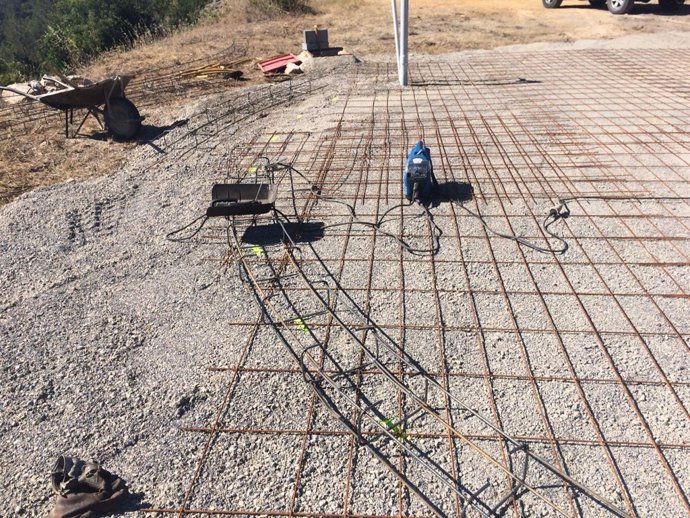 Obras de reconstrucción del depósito para helicópteros de Vallirana