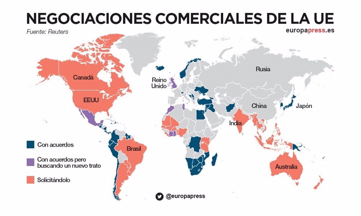 mapa del tratado de libre comercio