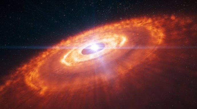 Impresión artística de una joven estrella rodeada por un disco protoplanetario