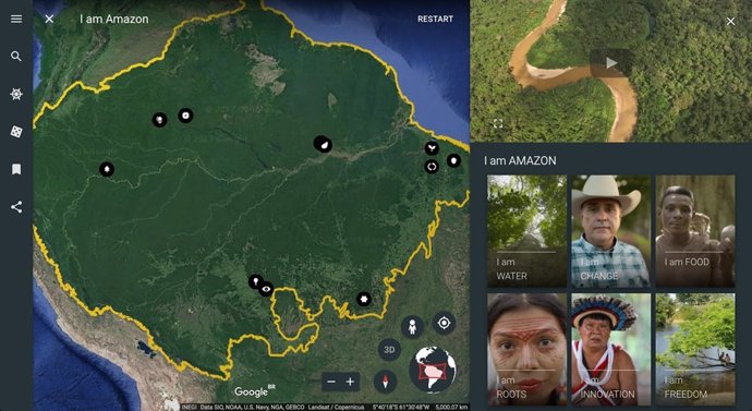 Google Earth Voyager amazones amazonia selva indígenes