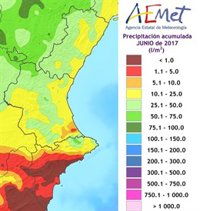 La Comunitat cierra junio con 2,4 grados de temperatura media y un 9% menos de precipitaciones