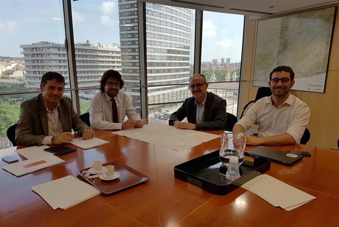 El secretario Ricard Font y los alcaldes Jordi Monràs y Marc Candela