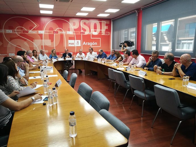 Reunión de la Ejecutiva del PSOE-Aragón, celebrada esta tarde en Zaragoza