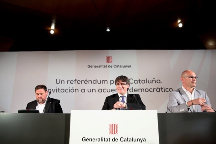 Puigdemont, Junqueras i Romeva parlen a Madrid sobre el referendum