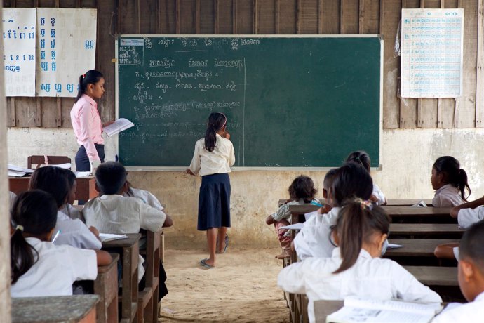 Niñas en una escuela en Camboya