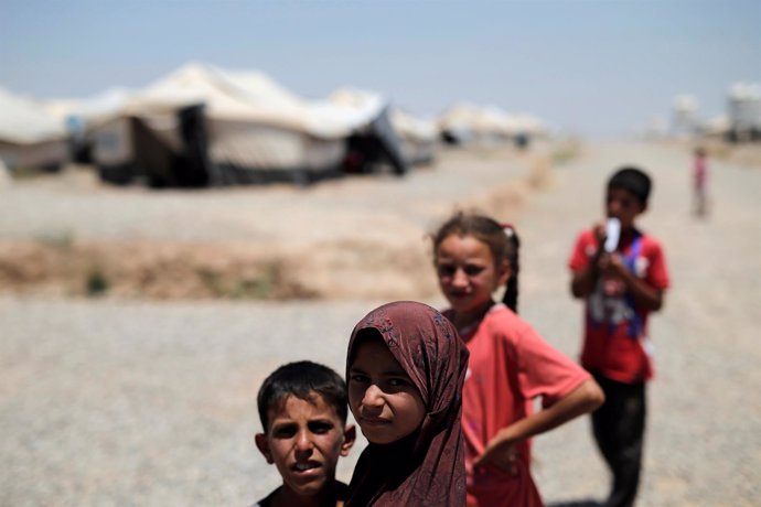 Niños desplazados de Mosul