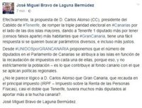Bravo de Laguna plantea que el número de diputados regionales se vincule a la recaudación de IRPF